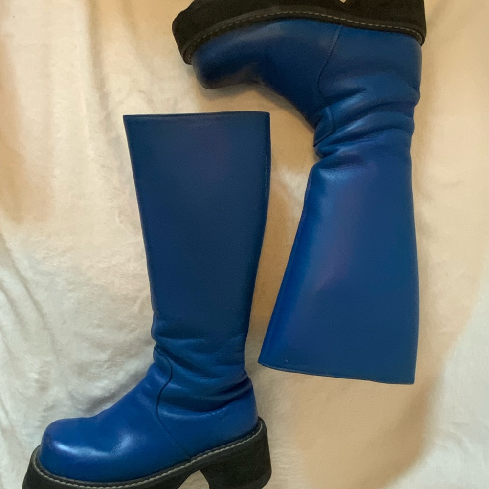 Blue leather CECE john Fluevog leather platform boots